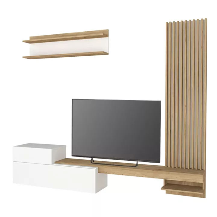 Σύνθεση τηλεόρασης Dumont Megapap χρώμα λευκό - sepet oak 240x36,8x200εκ.