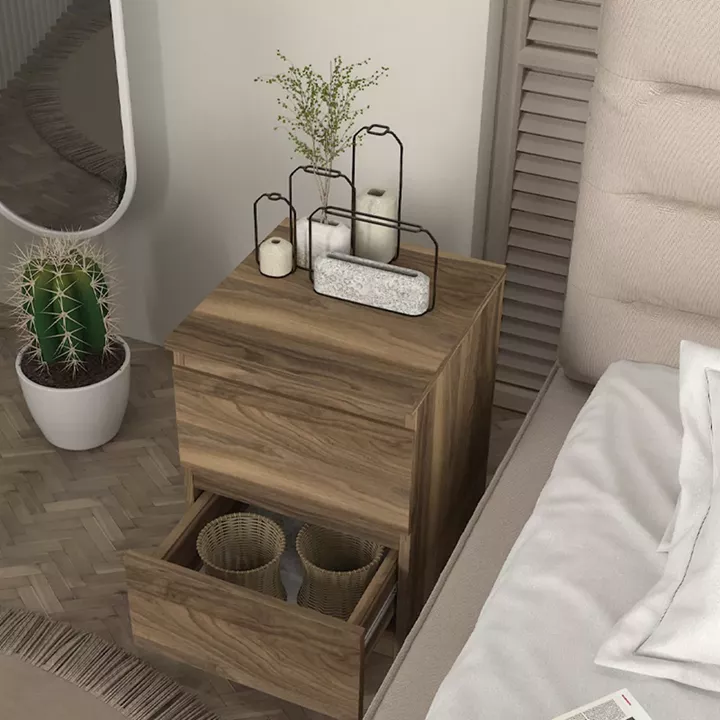 Κομοδίνο Breve Megapap χρώμα καρυδί 39,8x41,8x55εκ.