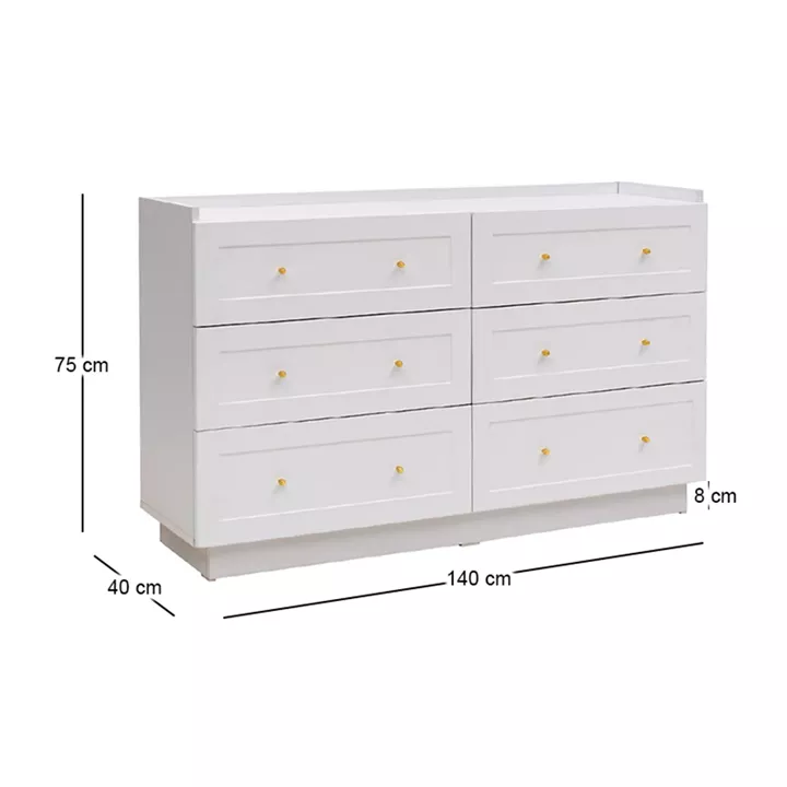 Συρταριέρα Henry Megapap χρώμα λευκό 140x40x75εκ.