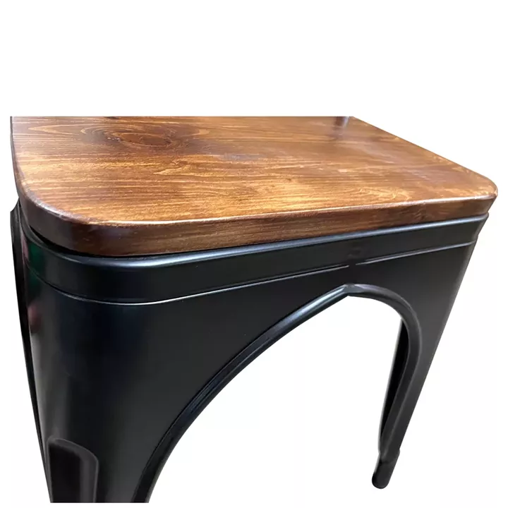 Καρέκλα ArteLibre Βιομηχανικού Τύπου Vintage TOLIKO II Μαύρο Ματ/Καφέ Μέταλλο/Ξύλο 45x53x85cm