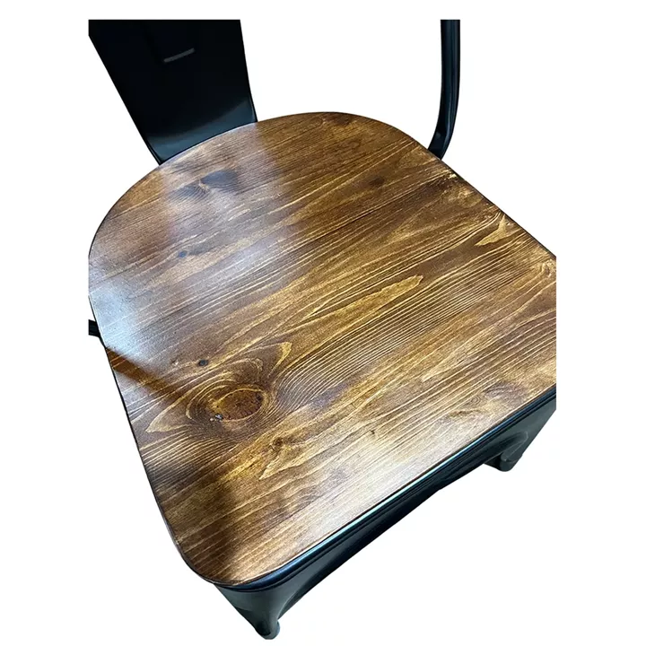 Καρέκλα ArteLibre Βιομηχανικού Τύπου Vintage TOLIKO II Μαύρο Ματ/Καφέ Μέταλλο/Ξύλο 45x53x85cm