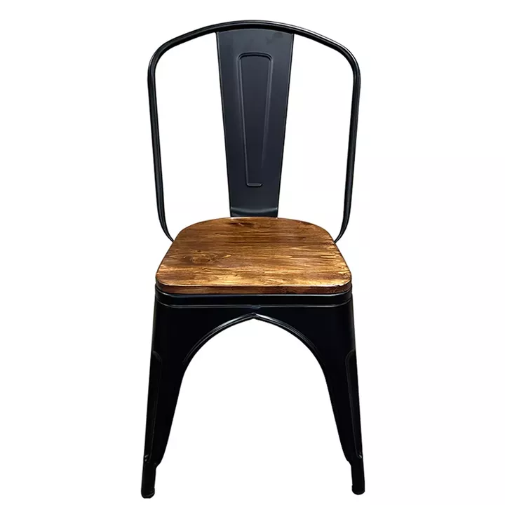 Καρέκλα ArteLibre Βιομηχανικού Τύπου Vintage TOLIKO II Μαύρο Ματ/Καφέ Μέταλλο/Ξύλο 45x53x85cm