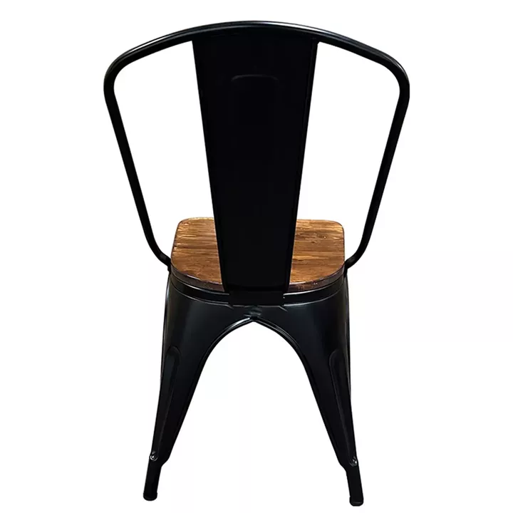 Καρέκλα ArteLibre Βιομηχανικού Τύπου Vintage TOLIKO II Μαύρο Ματ/Καφέ Μέταλλο/Ξύλο 45x53x85cm