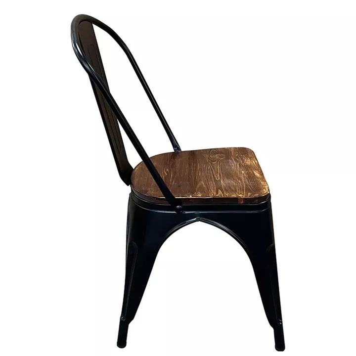 Καρέκλα ArteLibre Βιομηχανικού Τύπου Vintage TOLIKO II Μαύρο Ματ/Καφέ Μέταλλο/Ξύλο 45x53x85cm