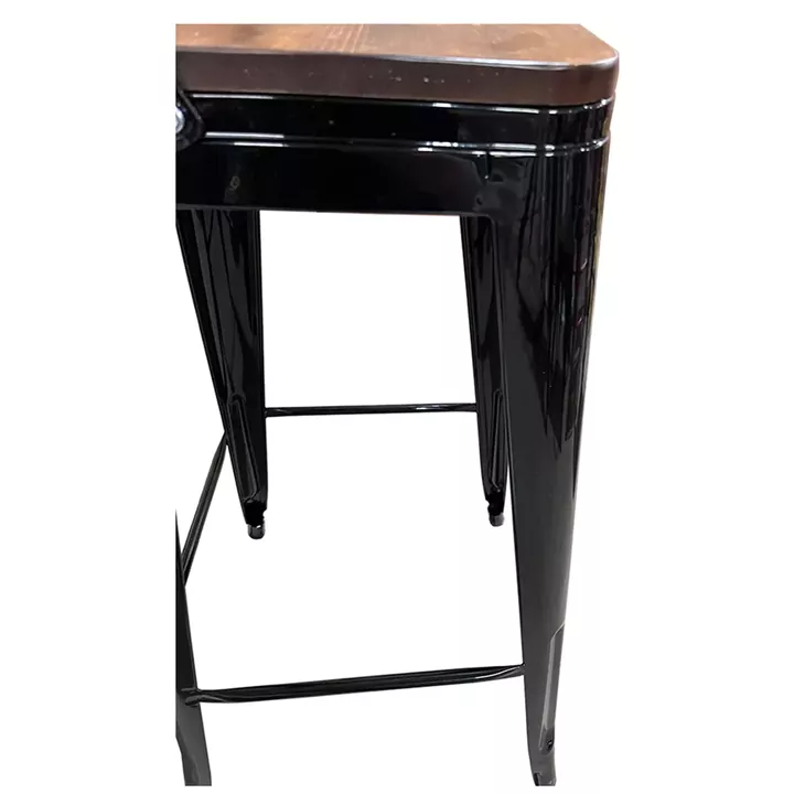 Σκαμπό Bar ArteLibre Βιομηχανικού Τύπου Vintage MOLERO II Μαύρο/Καφέ Μέταλλο/Ξύλο 44x44x94cm