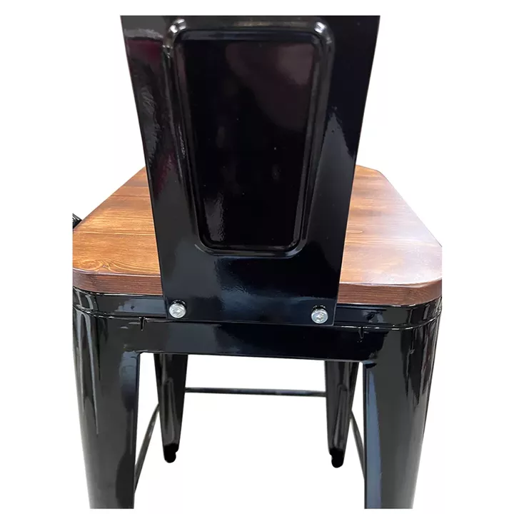 Σκαμπό Bar ArteLibre Βιομηχανικού Τύπου Vintage MOLERO II Μαύρο/Καφέ Μέταλλο/Ξύλο 44x44x94cm