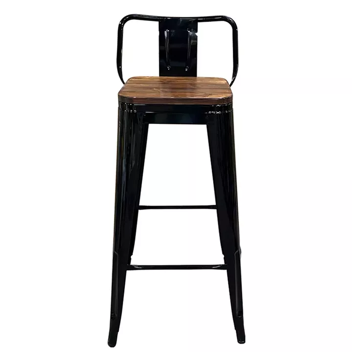 Σκαμπό Bar ArteLibre Βιομηχανικού Τύπου Vintage MOLERO II Μαύρο/Καφέ Μέταλλο/Ξύλο 44x44x94cm
