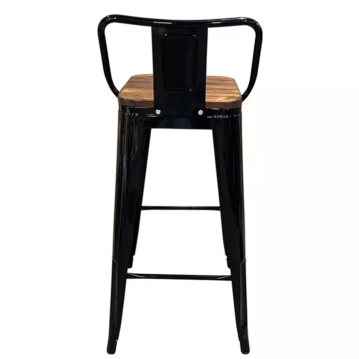 Σκαμπό Bar ArteLibre Βιομηχανικού Τύπου Vintage MOLERO II Μαύρο/Καφέ Μέταλλο/Ξύλο 44x44x94cm