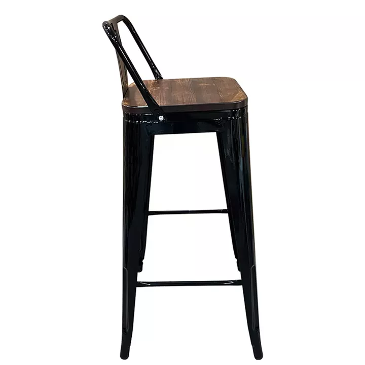 Σκαμπό Bar ArteLibre Βιομηχανικού Τύπου Vintage MOLERO II Μαύρο/Καφέ Μέταλλο/Ξύλο 44x44x94cm