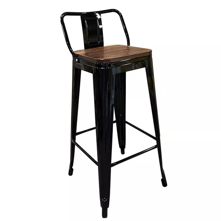 Σκαμπό Bar ArteLibre Βιομηχανικού Τύπου Vintage MOLERO II Μαύρο/Καφέ Μέταλλο/Ξύλο 44x44x94cm
