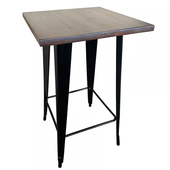 Τραπέζι Bar ArteLibre Βιομηχανικού Τύπου Vintage ARTEKTO Μαύρο/Καφέ Μέταλλο/Ξύλο 60x60x103cm