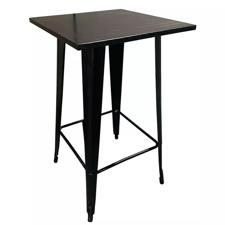 Τραπέζι Bar ArteLibre Βιομηχανικού Τύπου Vintage ARTEKTO Μαύρο Αντικέ Μέταλλο/Ξύλο 60x60x103cm