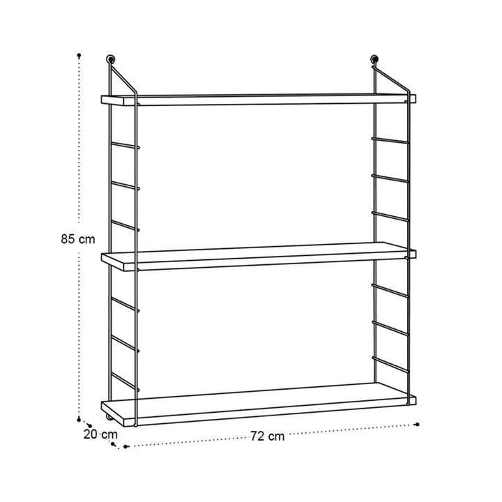 Ραφιέρα τοίχου Armoni Megapap χρώμα sapphire oak - καφέ μέταλλο 72x20x85εκ.