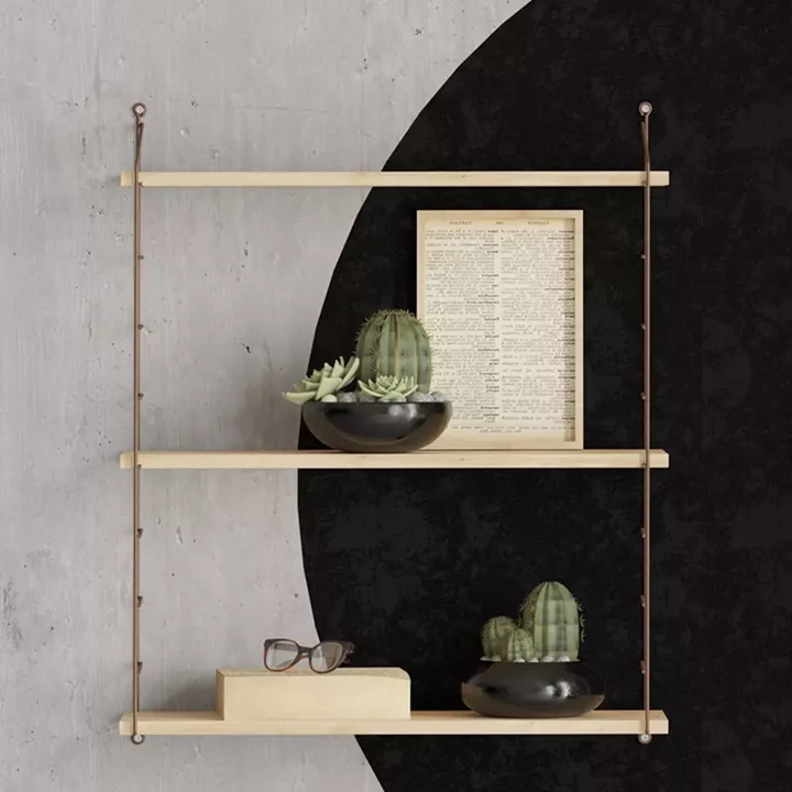 Ραφιέρα τοίχου Armoni Megapap χρώμα sapphire oak - καφέ μέταλλο 72x20x85εκ.