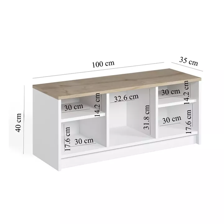 Παπουτσοθήκη London Megapap χρώμα λευκό - sapphire oak 100x35x40εκ.