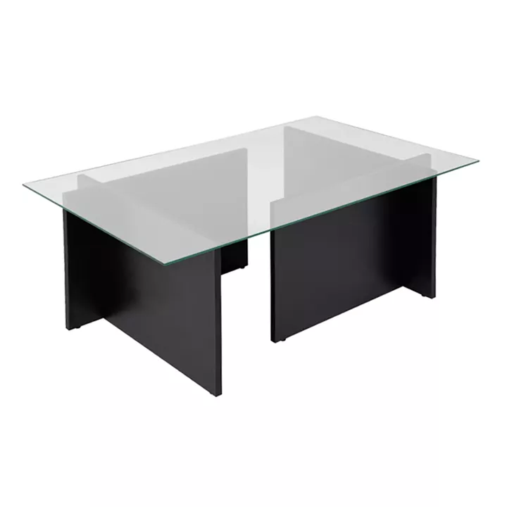 Τραπεζάκι σαλονιού Vetrino Megapap γυάλινο χρώμα μαύρο 105x65x40εκ.