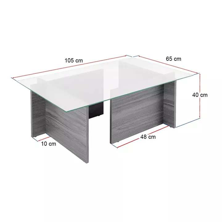 Τραπεζάκι σαλονιού Vetrino Megapap γυάλινο χρώμα travertine 105x65x40εκ.