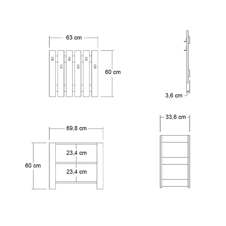 Έπιπλο εισόδου Friends Megapap χρώμα λευκό 69,8x33,6x60εκ.