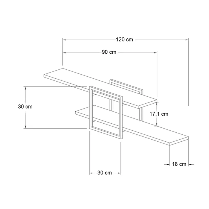 Ραφιέρα τοίχου Mone Megapap χρώμα sapphire oak - μαύρο 120x18x30εκ.