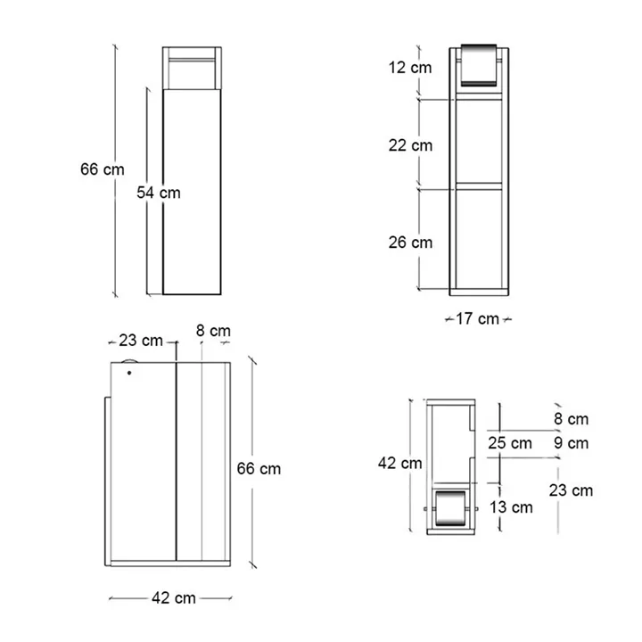 Ντουλάπι μπάνιου Paper Megapap χρώμα λευκό 17x42x66εκ.