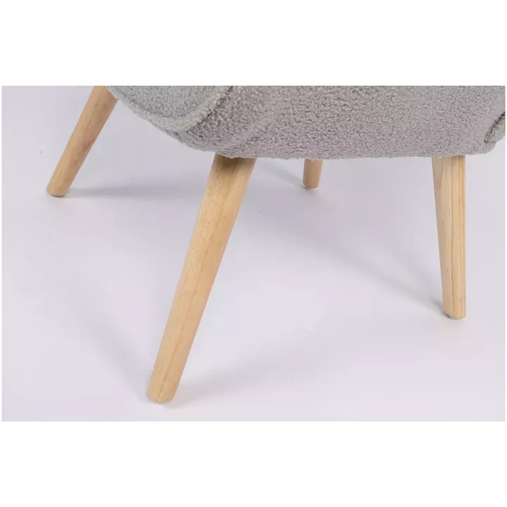 Πολυθρόνα ArteLibre MARION Γκρι Ύφασμα Μπουκλέ/Ξύλο 73x69x96cm