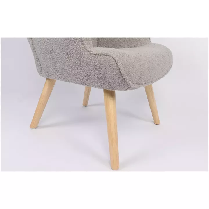 Πολυθρόνα ArteLibre MARION Γκρι Ύφασμα Μπουκλέ/Ξύλο 73x69x96cm