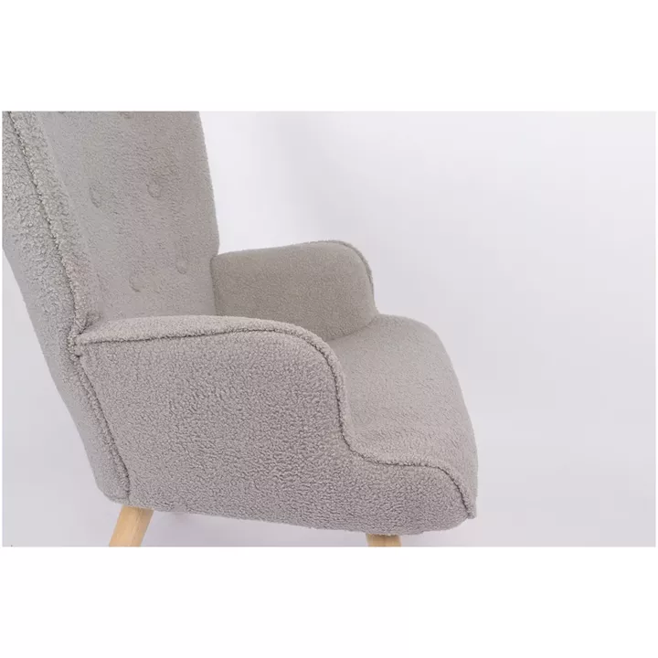 Πολυθρόνα ArteLibre MARION Γκρι Ύφασμα Μπουκλέ/Ξύλο 73x69x96cm