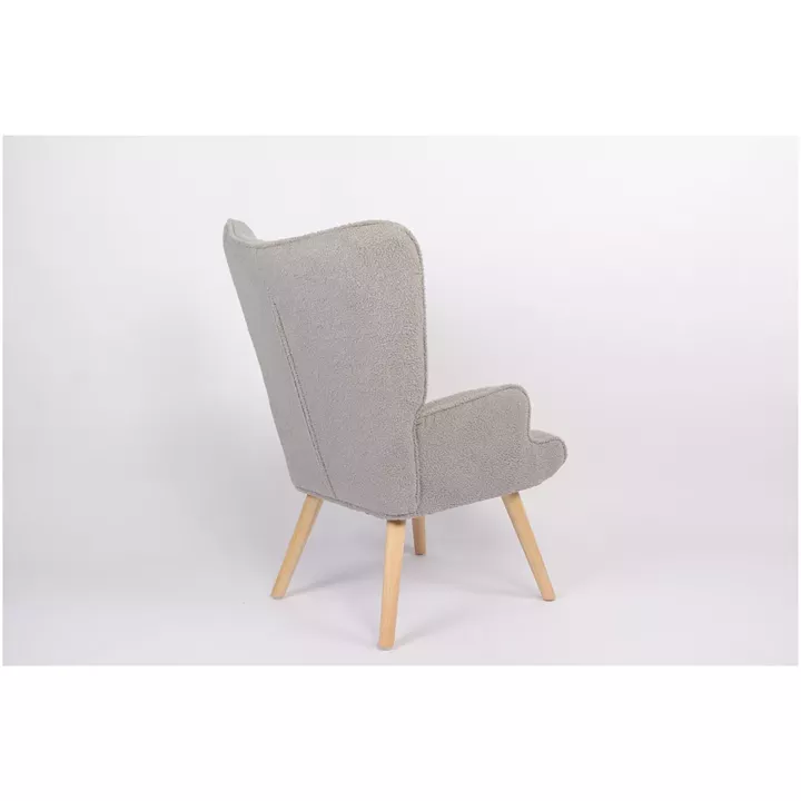 Πολυθρόνα ArteLibre MARION Γκρι Ύφασμα Μπουκλέ/Ξύλο 73x69x96cm