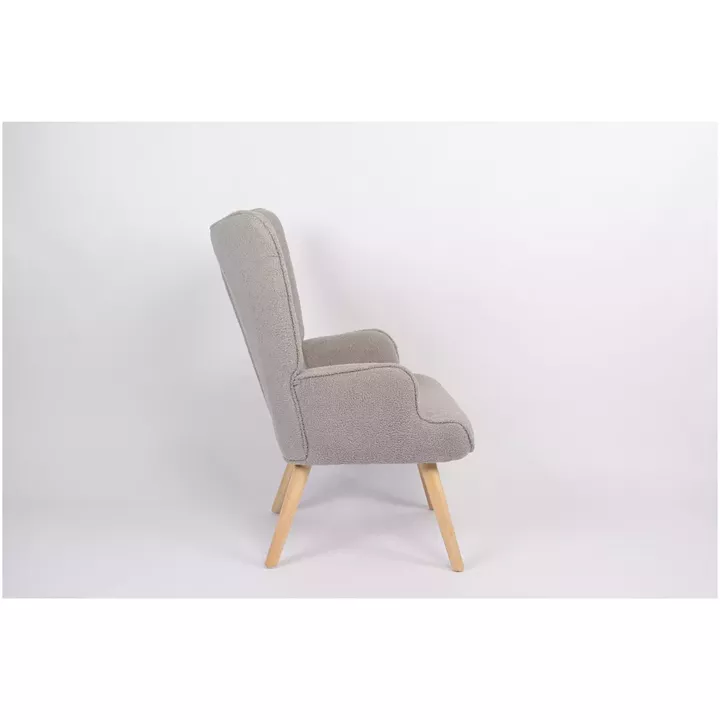 Πολυθρόνα ArteLibre MARION Γκρι Ύφασμα Μπουκλέ/Ξύλο 73x69x96cm