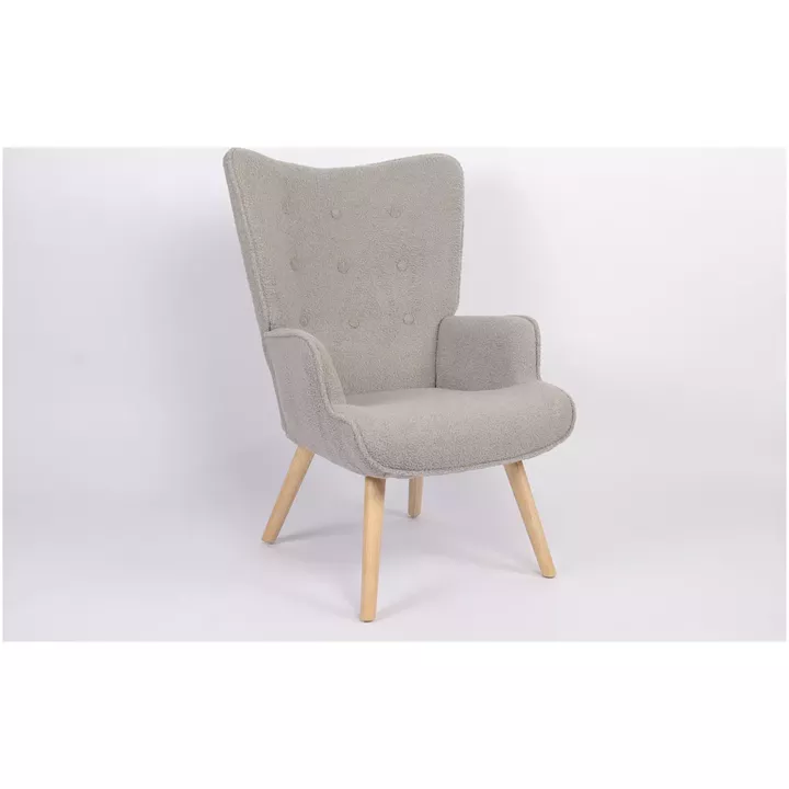 Πολυθρόνα ArteLibre MARION Γκρι Ύφασμα Μπουκλέ/Ξύλο 73x69x96cm
