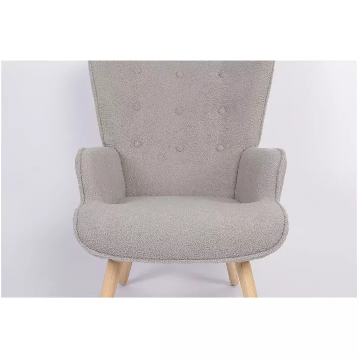 Πολυθρόνα ArteLibre MARION Γκρι Ύφασμα Μπουκλέ/Ξύλο 73x69x96cm