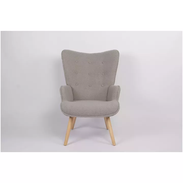 Πολυθρόνα ArteLibre MARION Γκρι Ύφασμα Μπουκλέ/Ξύλο 73x69x96cm