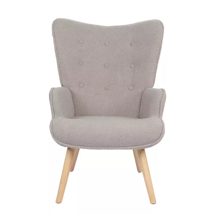 Πολυθρόνα ArteLibre MARION Γκρι Ύφασμα Μπουκλέ/Ξύλο 73x69x96cm