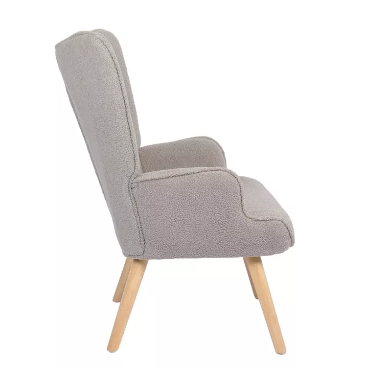 Πολυθρόνα ArteLibre MARION Γκρι Ύφασμα Μπουκλέ/Ξύλο 73x69x96cm