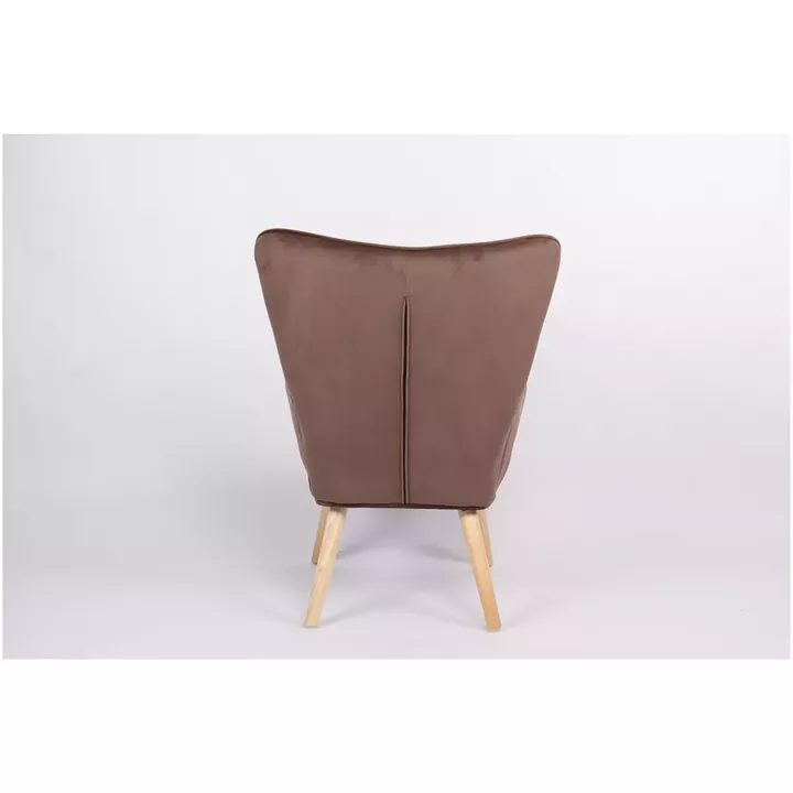 Πολυθρόνα ArteLibre MARION Καφέ Βελούδο/Ξύλο 73x69x96cm