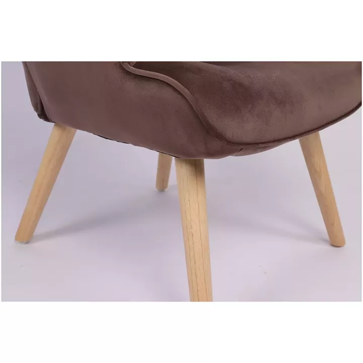 Πολυθρόνα ArteLibre MARION Καφέ Βελούδο/Ξύλο 73x69x96cm