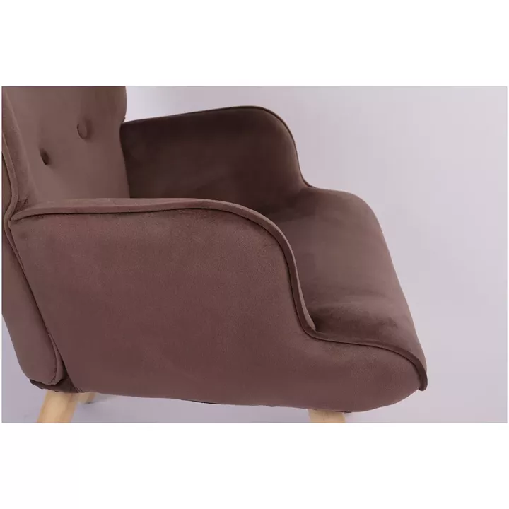 Πολυθρόνα ArteLibre MARION Καφέ Βελούδο/Ξύλο 73x69x96cm