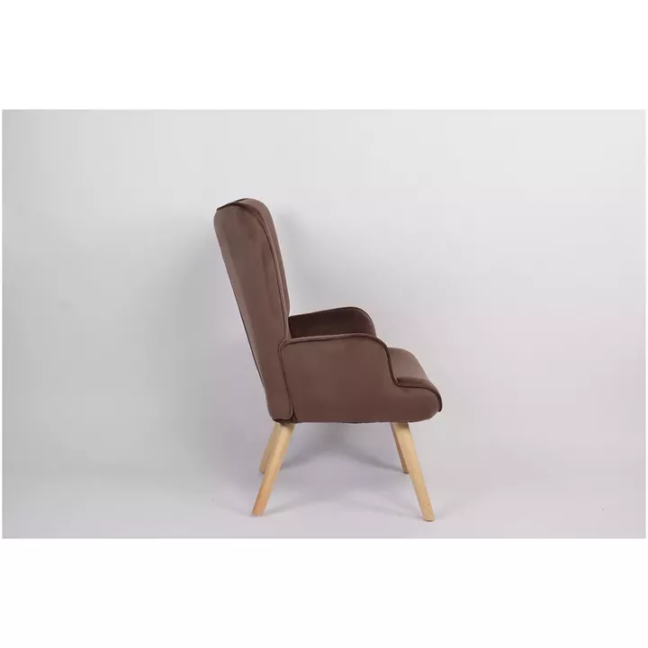 Πολυθρόνα ArteLibre MARION Καφέ Βελούδο/Ξύλο 73x69x96cm