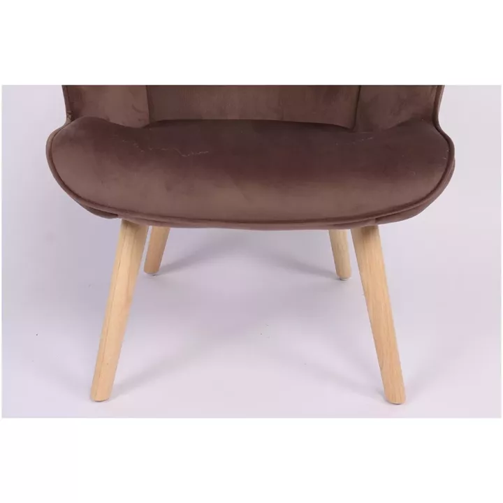 Πολυθρόνα ArteLibre MARION Καφέ Βελούδο/Ξύλο 73x69x96cm