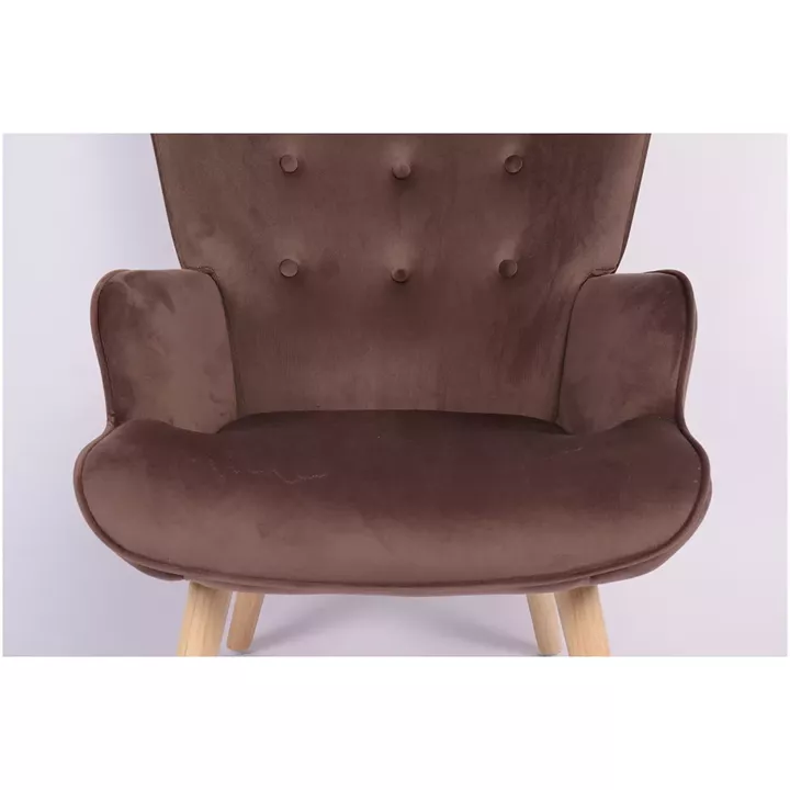 Πολυθρόνα ArteLibre MARION Καφέ Βελούδο/Ξύλο 73x69x96cm