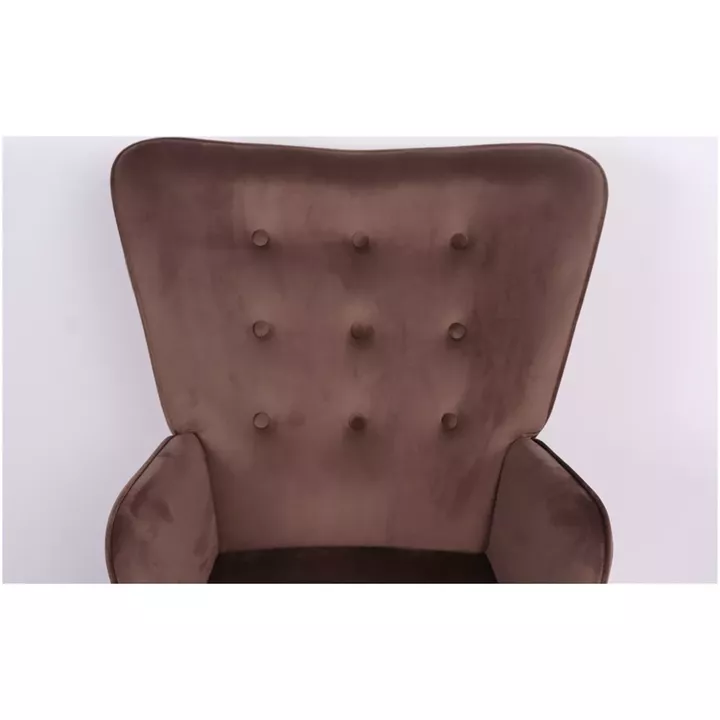 Πολυθρόνα ArteLibre MARION Καφέ Βελούδο/Ξύλο 73x69x96cm