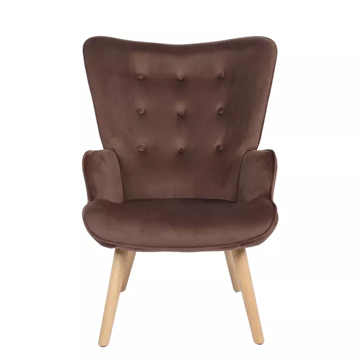 Πολυθρόνα ArteLibre MARION Καφέ Βελούδο/Ξύλο 73x69x96cm
