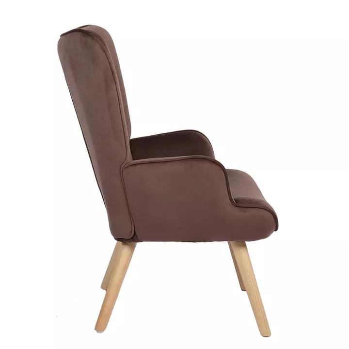 Πολυθρόνα ArteLibre MARION Καφέ Βελούδο/Ξύλο 73x69x96cm