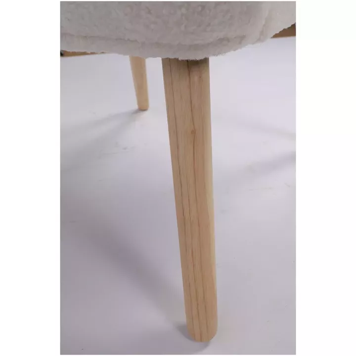 Πολυθρόνα ArteLibre MARION Λευκό Ύφασμα Μπουκλέ/Ξύλο 73x69x96cm