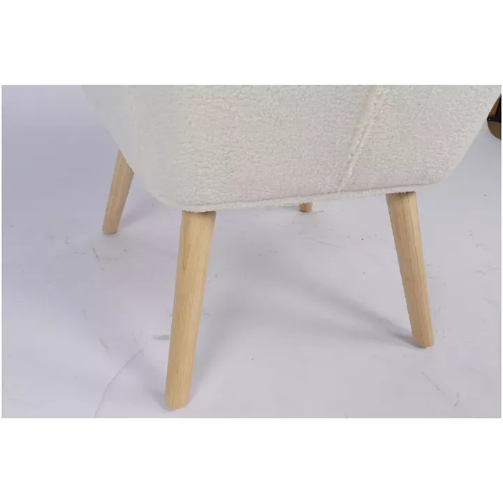 Πολυθρόνα ArteLibre MARION Λευκό Ύφασμα Μπουκλέ/Ξύλο 73x69x96cm