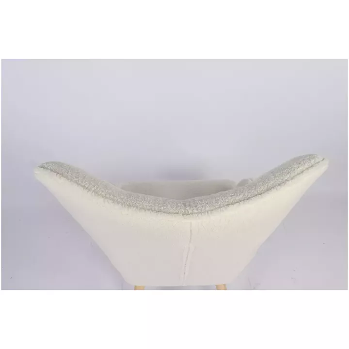 Πολυθρόνα ArteLibre MARION Λευκό Ύφασμα Μπουκλέ/Ξύλο 73x69x96cm