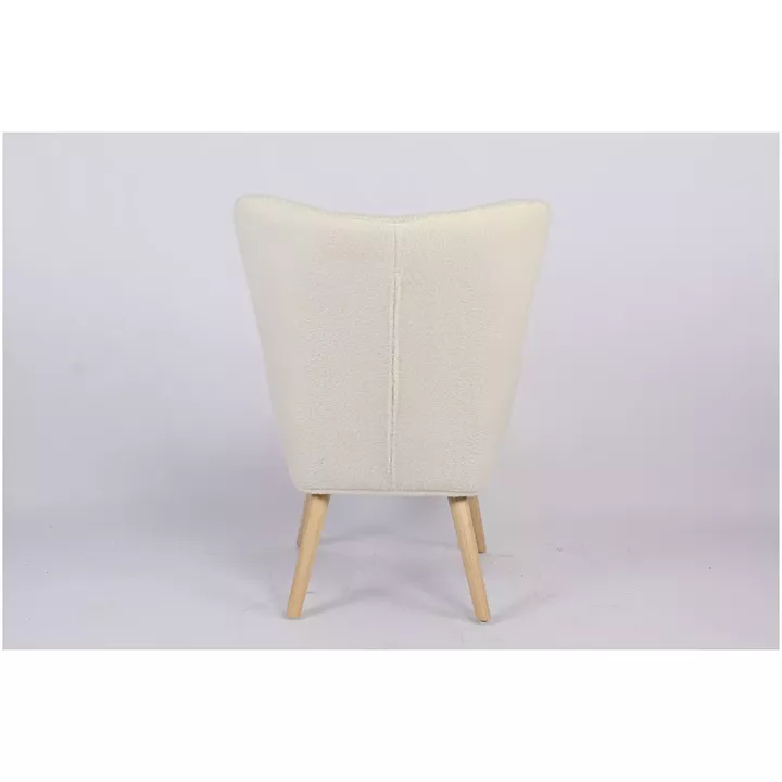 Πολυθρόνα ArteLibre MARION Λευκό Ύφασμα Μπουκλέ/Ξύλο 73x69x96cm