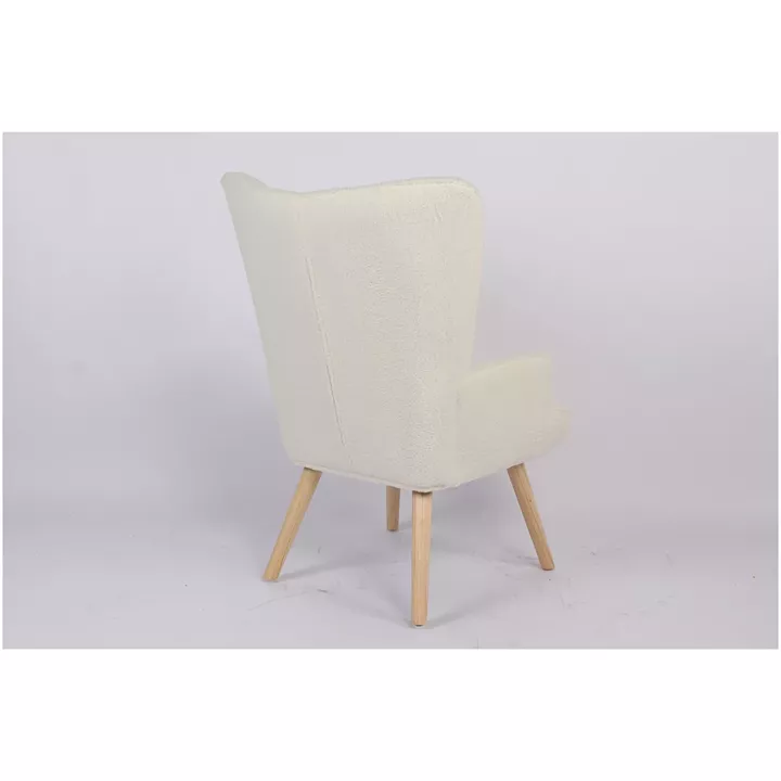 Πολυθρόνα ArteLibre MARION Λευκό Ύφασμα Μπουκλέ/Ξύλο 73x69x96cm