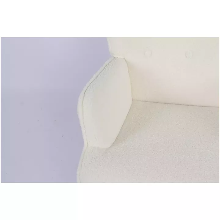 Πολυθρόνα ArteLibre MARION Λευκό Ύφασμα Μπουκλέ/Ξύλο 73x69x96cm