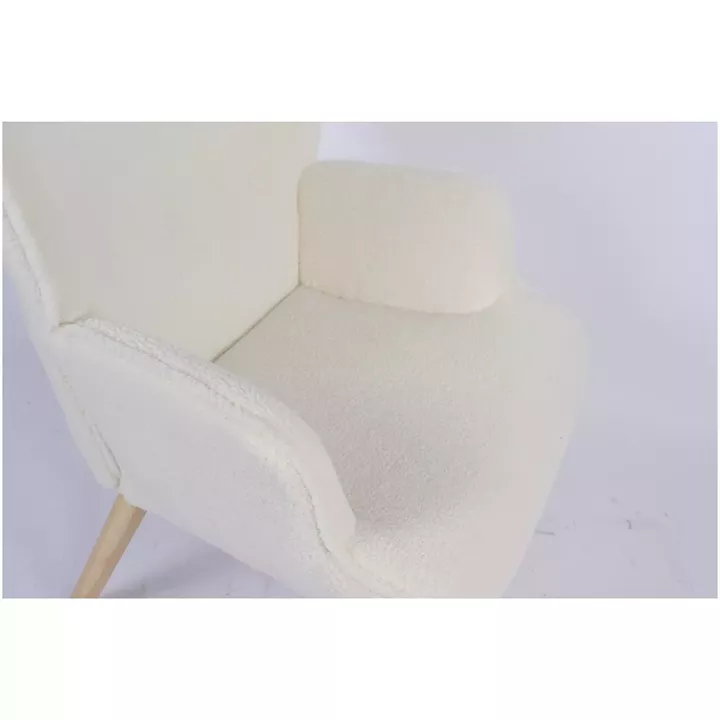 Πολυθρόνα ArteLibre MARION Λευκό Ύφασμα Μπουκλέ/Ξύλο 73x69x96cm